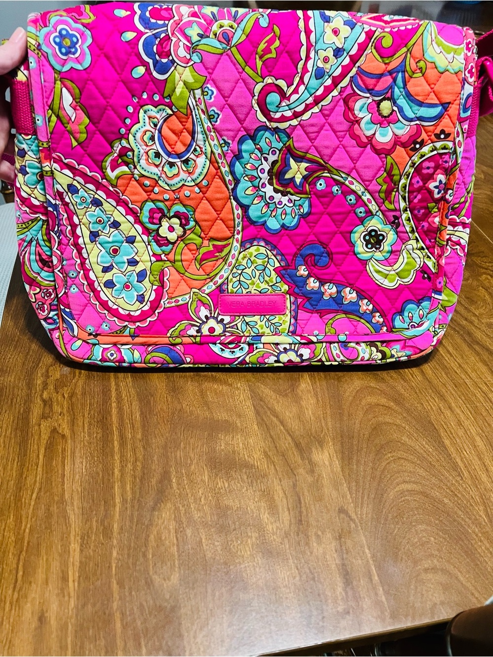 Vera Bradley Hot Pink Paisley Quilted Crossbody Messenger